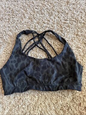 VS Strappy Leopard-Print Sports Bra - Black